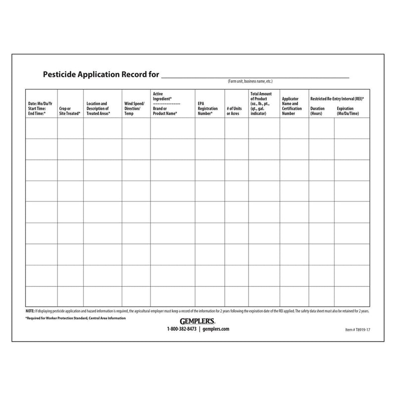 WPS Pesticide Application Posting Sheets