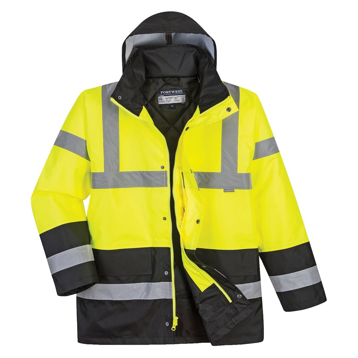 Black Portwest ANSI Class 3 Contrast Hi-Vis Traffic Jacket