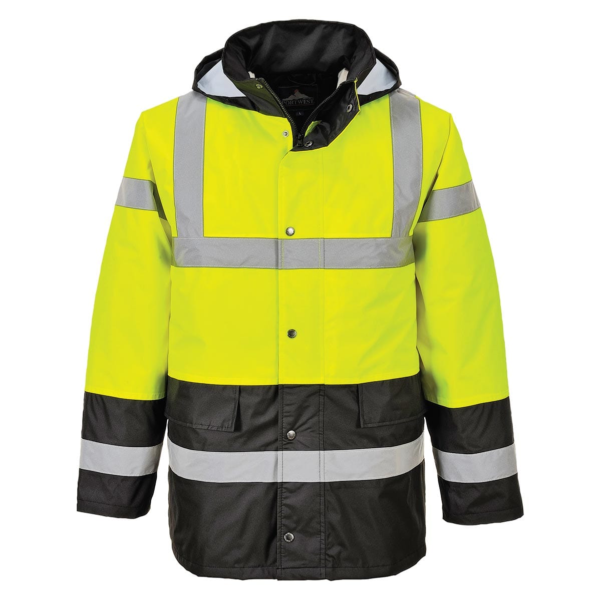 Black Portwest ANSI Class 3 Contrast Hi-Vis Traffic Jacket