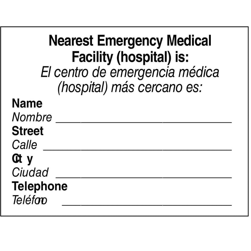 14"W x 10"H Bilingual, Required Emergency Information Signs