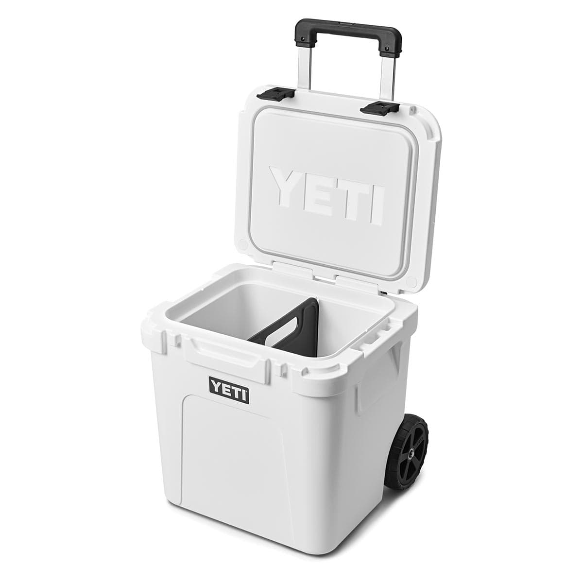 White YETI Roadie 48 Wheeled Cooler