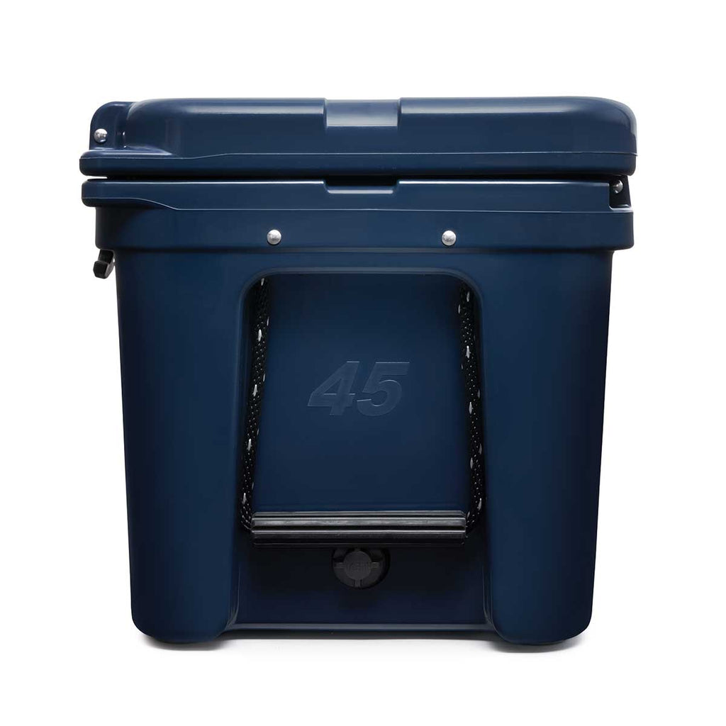 Side of the navy colored YETI Tundra 45