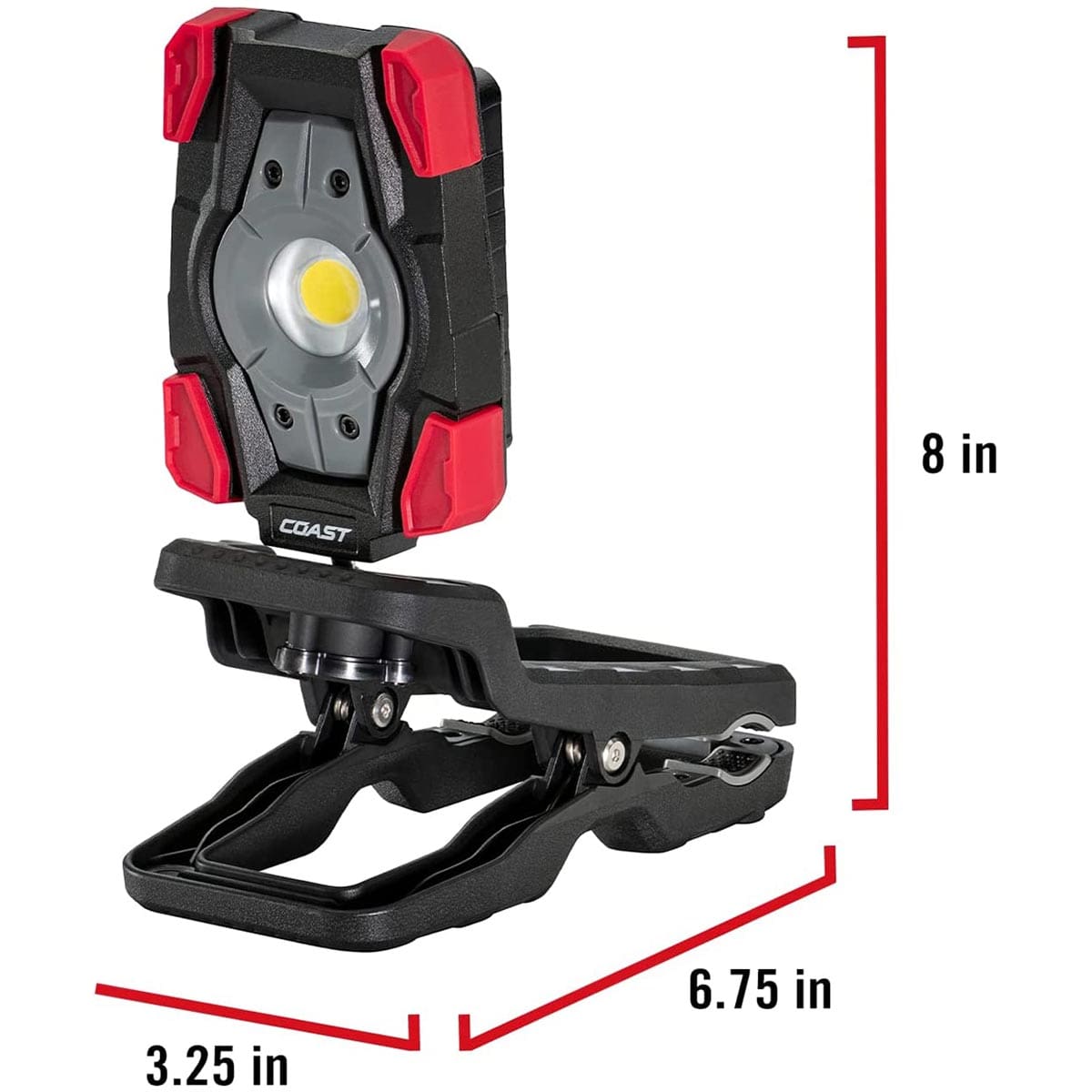 Image showin the dimensions of the Coast CL20R Rechargeable Clamp Light