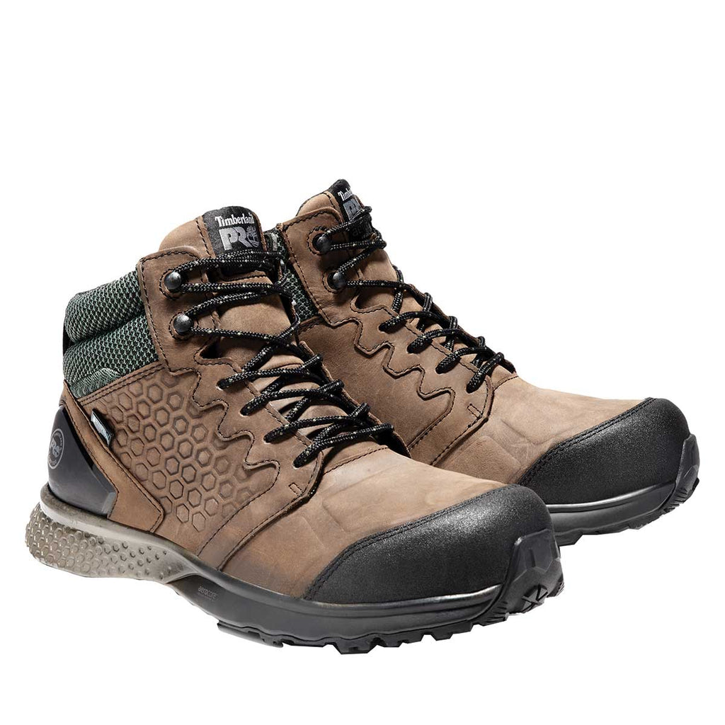 Brown/Green Timberland PRO Reaxion Composite Toe Boot